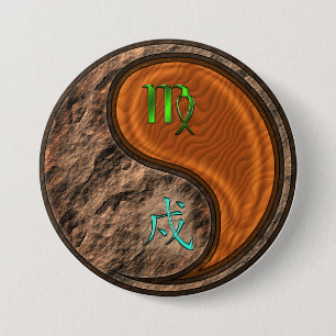 Badge Rond 7,6 Cm Vierge & Chien de Bois