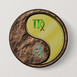 Badge Rond 7,6 Cm Vierge & Chien de Métal