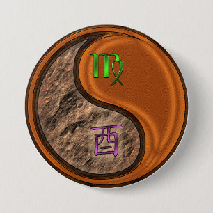 Badge Rond 7,6 Cm Vierge & Coq de Bois