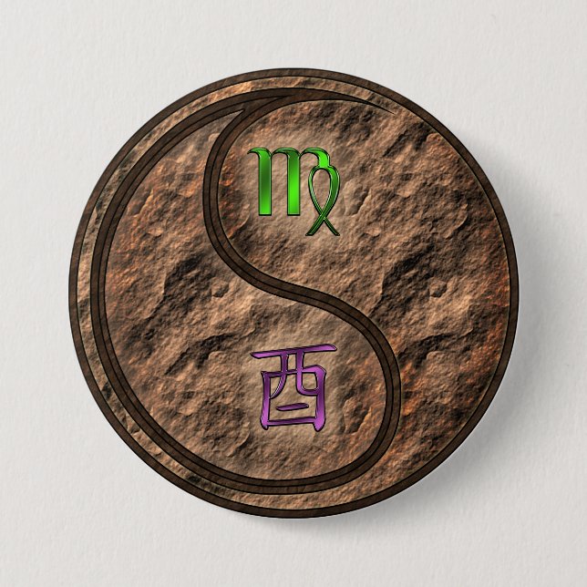 Badge Rond 7,6 Cm Vierge & Coq de Terre (Devant)