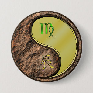 Badge Rond 7,6 Cm Vierge & Dragon de Métal