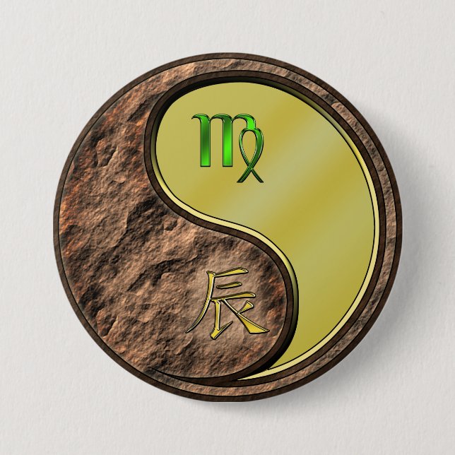 Badge Rond 7,6 Cm Vierge & Dragon de Métal (Devant)
