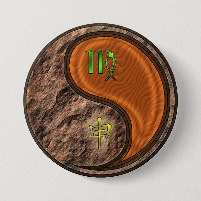 Badge Rond 7,6 Cm Vierge & Singe de Bois (Devant)