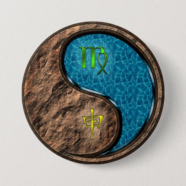 Badge Rond 7,6 Cm Vierge & Singe d'eau (Devant)
