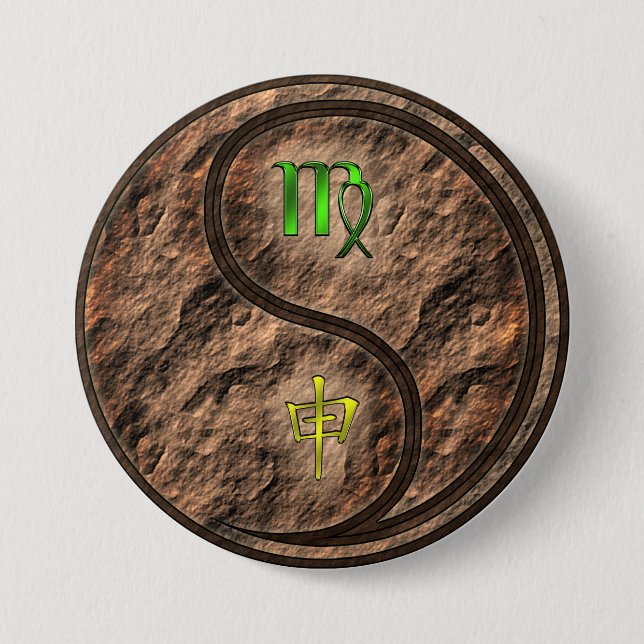 Badge Rond 7,6 Cm Vierge & Singe Terre (Devant)