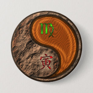 Badge Rond 7,6 Cm Vierge & Tigre de Bois