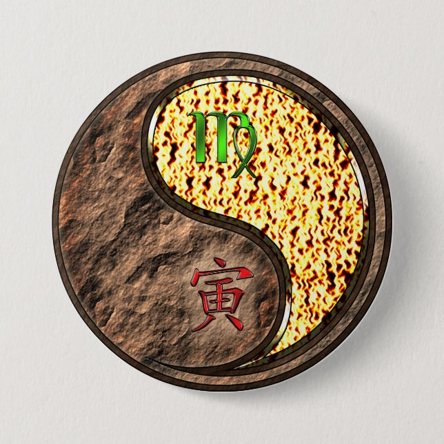 Badge Rond 7,6 Cm Vierge & Tigre de Feu (Devant)