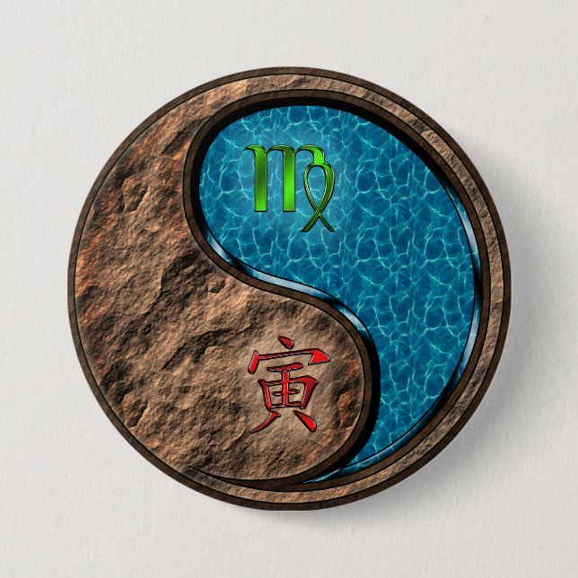Badge Rond 7,6 Cm Vierge & Tigre d'eau (Devant)