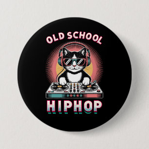 Badge Rond 7,6 Cm Vieux Chat DJ Cool Scolaire