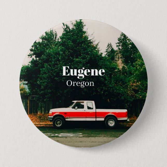 Badge Rond 7,6 Cm Ville universitaire d'Eugene - Oregon (Devant)