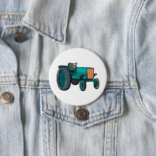 Badge Rond 7,6 Cm Vintage Blue Tracteur