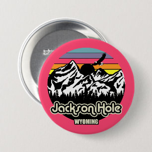 Badge Rond 7,6 Cm Vintage Jackson Hole Wyoming