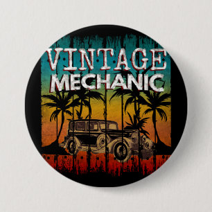 BADGE ROND 7,6 CM VINTAGE MECHANIC