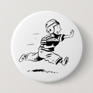 Badge Rond 7,6 Cm Vintage Petit Garçon Jouant au Football Américain 
