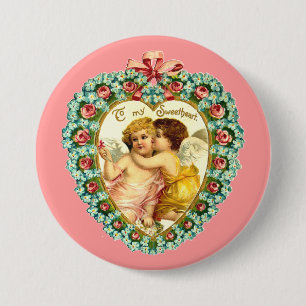 Badge Rond 7,6 Cm Vintage Valentine Heart