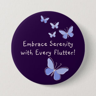 Badge Rond 7,6 Cm Violet bleu kaléidoscope papillon Slogan Violet