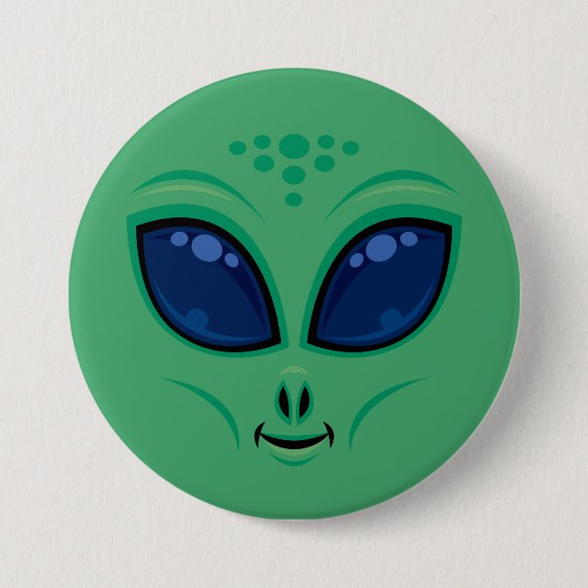 Badge Rond 7,6 Cm Visage Alien de dessin convivial (Devant)