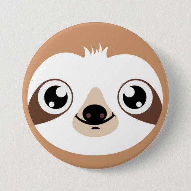 Badge Rond 7,6 Cm Visage Animé de paresse (Devant)