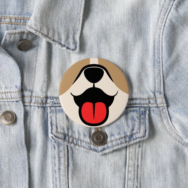 Badge Rond 7,6 Cm Visage de chien (En situation)