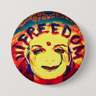 Badge Rond 7,6 Cm Visage de sourire jaune pour la liberté