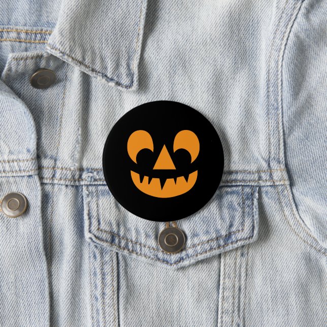 Badge Rond 7,6 Cm Visage du Citrouille Jack-o'-lantern (En situation)