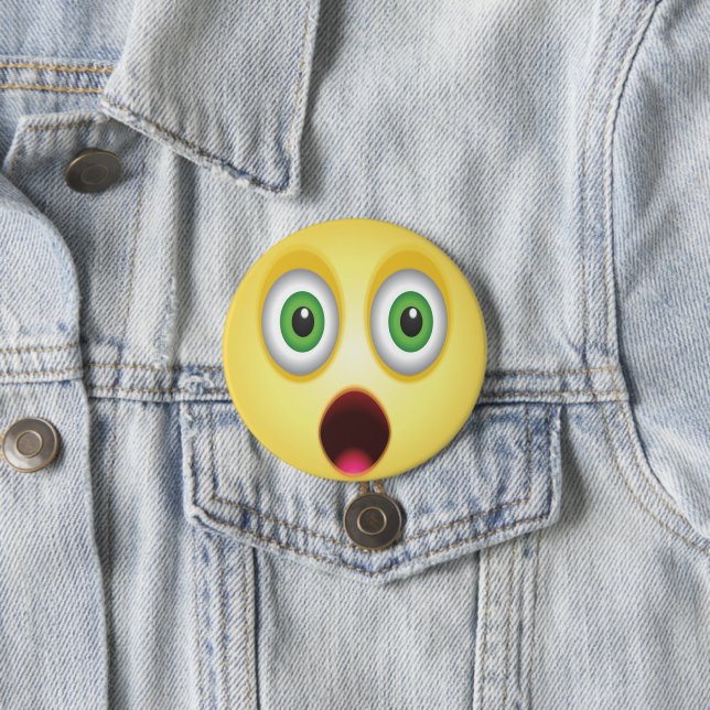 Badge Rond 7,6 Cm Visage Émoticône Surpris (En situation)