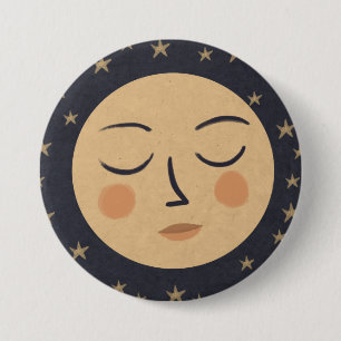 Badge Rond 7,6 Cm Visage mignon de la lune