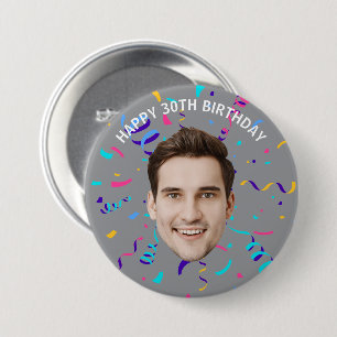 Badge Rond 7,6 Cm Visage personnalisé 10e 20e 30e 40e 50e 60e Annive
