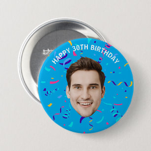 Badge Rond 7,6 Cm Visage personnalisé 10e 20e 30e 40e 50e 60e Annive