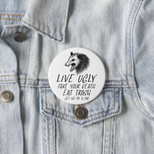 Badge Rond 7,6 Cm Vivez Vilain Fake Votre Mort Manger Trash Drôle Op