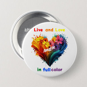 Badge Rond 7,6 Cm Vivre Et Aimer En Couleur Pleine