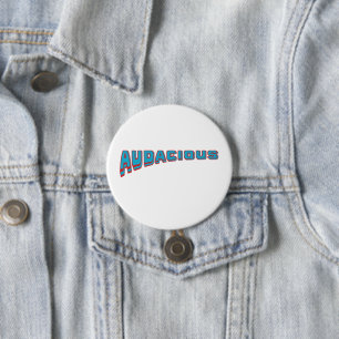 Badge Rond 7,6 Cm Vocabulaire bleu/rouge funky - Style rétro audacie