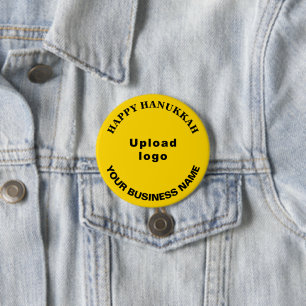 Badge Rond 7,6 Cm Vœu d'Hanuka commercial sur un bouton rond jaune