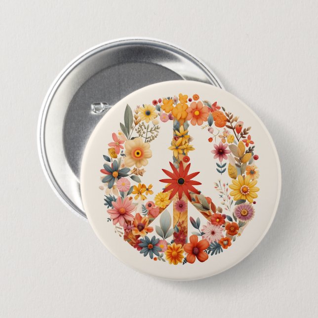 Badge Rond 7,6 Cm Voie de Paix fleur sauvage (Devant & derrière)