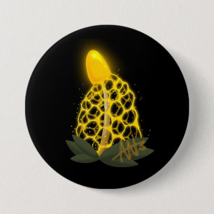 Badge Rond 7,6 Cm Voile nuptiale magique Champignon jaune étincelant