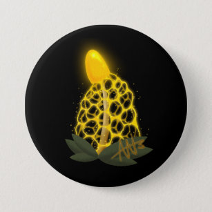 Badge Rond 7,6 Cm Voile nuptiale magique Champignon jaune étincelant