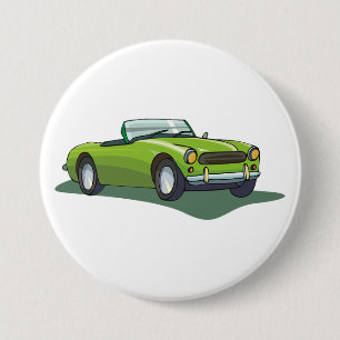 Badge Rond 7,6 Cm Voiture de sport décapotable vert citron rétro