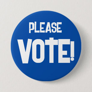 Badge Rond 7,6 Cm VOTEZ ! Bouton Campagne bleue