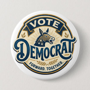 Badge Rond 7,6 Cm Votez Démocrate Ensemble – Vintage Patriotique