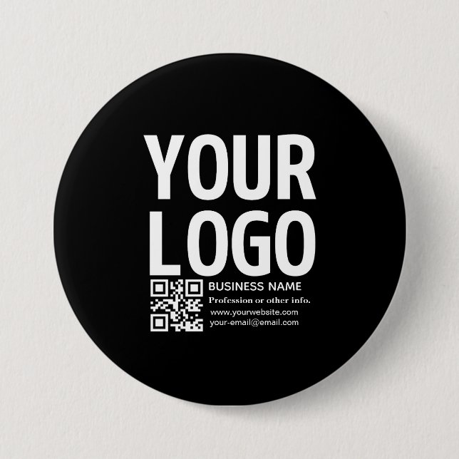 Badge Rond 7,6 Cm Votre logo avec QR code et texte modifiables  (Devant)