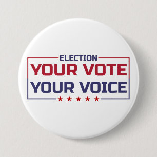 Badge Rond 7,6 Cm Votre Vote Votre Voix police colorée
