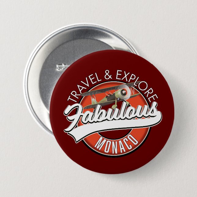 Badge Rond 7,6 Cm voyage explorer le fabuleux logo de Monaco (Devant & derrière)