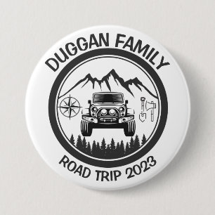 Badge Rond 7,6 Cm Voyage sur route en famille 4x4 Texte personnalisé