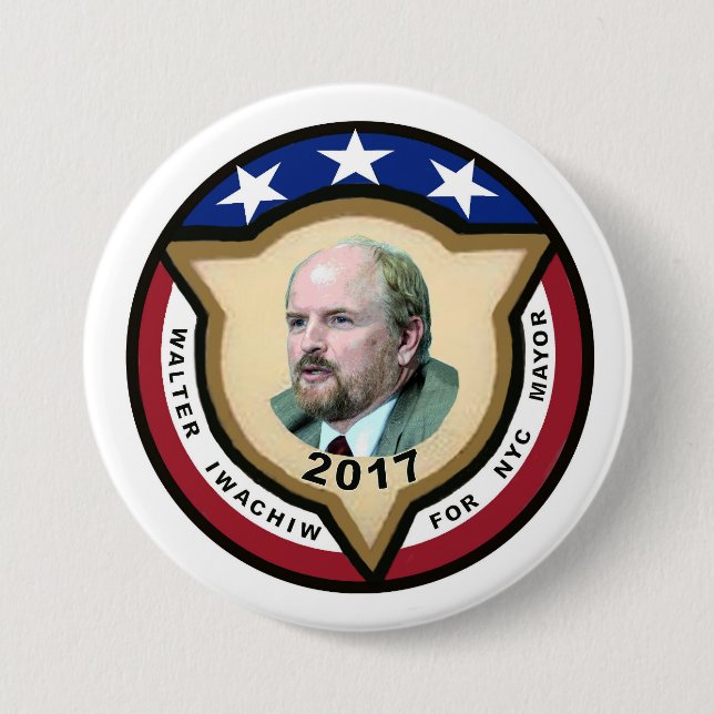 Badge Rond 7,6 Cm Walter Iwachiw pour le maire de NYC en 2017 (Devant)