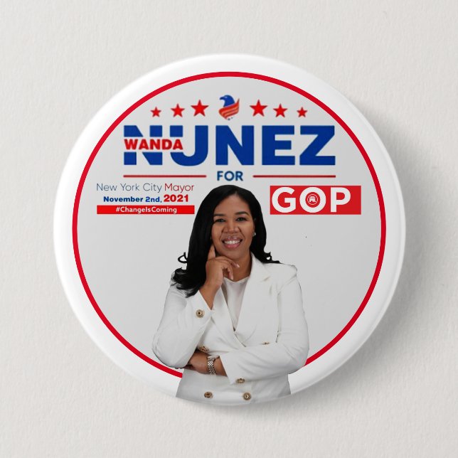 Badge Rond 7,6 Cm Wanda Nunez pour le maire de New York (Devant)