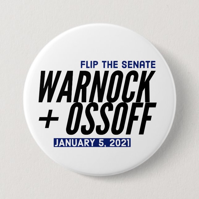Badge Rond 7,6 Cm Warnock Notre Ossoff (Devant)