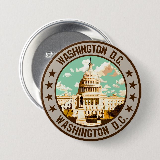 Badge Rond 7,6 Cm Washington D.C. (Devant & derrière)