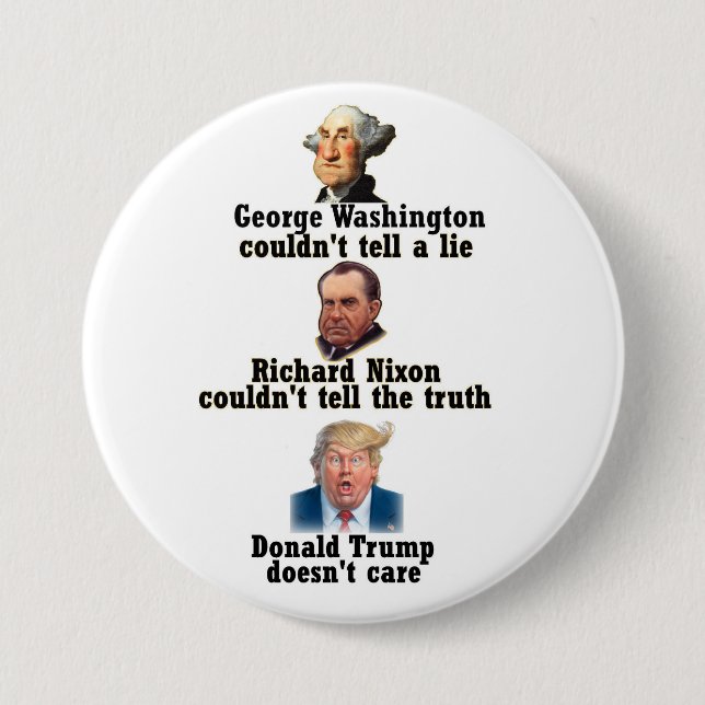 Badge Rond 7,6 Cm Washington, Nixon et Trump (Devant)