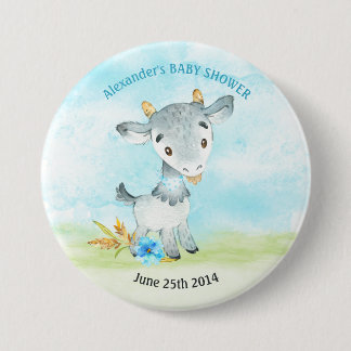 Badge Rond 7,6 Cm Watercolor Boy Chèvre Baby shower Farm