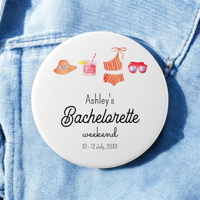 Badge Rond 7,6 Cm Week-end bikini plage pour future mariée  (Créateur téléchargé)